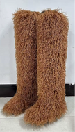 Coffee 🔥🚨 “Fluff Me Up” Shaggy Mongolian Fur Boots 🚨