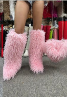 🔥🚨 “Fluff Me Up” Shaggy Mongolian Fur Boots 🚨